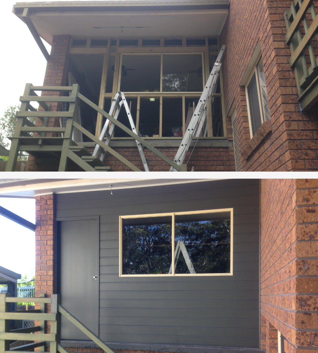 Building an exterior wall with a window and door